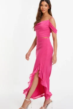 Quiz Pink Mesh Drop Shoulder Crop Top New