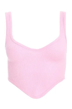 Quiz Pink Ribbed Corset Top Online