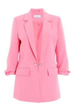 Quiz Ruched Sleeve Blazer Pink Discount