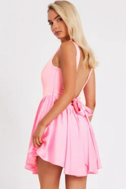 Quiz Satin Corset Mini Dress Pink Sale