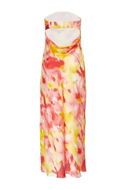 Quiz Pink Satin Floral Smudge Maxi Dress Sale