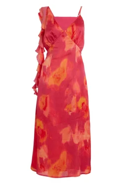 Quiz Pink Satin Marble Midi Dress Best