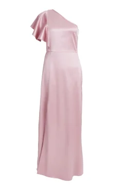 Quiz Satin One Shoulder Maxi Dress Pink Sale