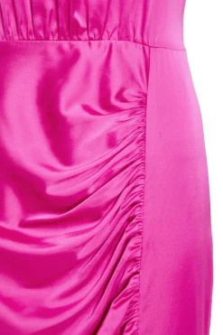 Quiz Pink Satin Ruched Maxi Dress Best