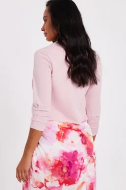 Quiz Shawl Collar Crop Jacket Pink Online