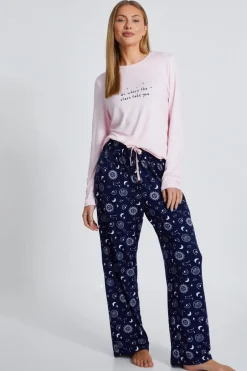 Quiz Pink Star Print Long Pyjama Set Online