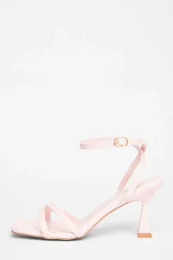 Quiz Strappy Flared Heels Pink Clearance