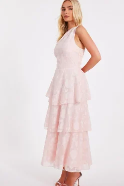 Quiz Pink Tiered Maxi Dress Pale Pink Best