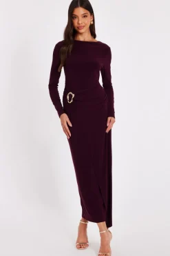 Quiz Plum Buckle Midaxi Dress Online