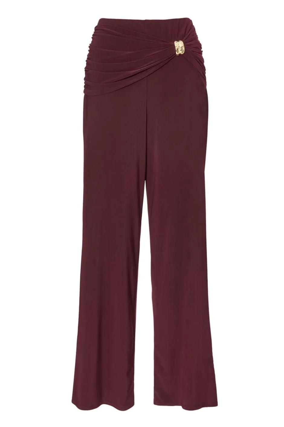 Quiz Buckle Wide Leg Trousers Plum New