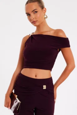 Quiz Drop Sleeve Top Plum Outlet