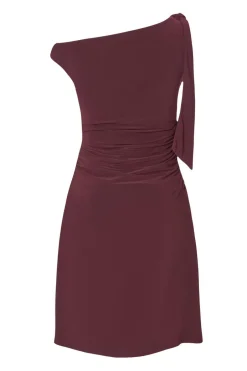 Quiz Plum Tie Shoulder Mini Dress Sale