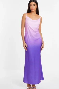 Quiz Purple Satin Ombre Slip Maxi Dress Online