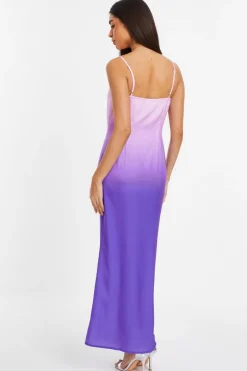 Quiz Purple Satin Ombre Slip Maxi Dress Online