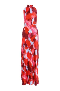 Quiz Red Abstract Print Pleated Maxi Dress Discount