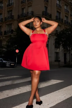 Quiz A-Line Mini Dress Red Clearance