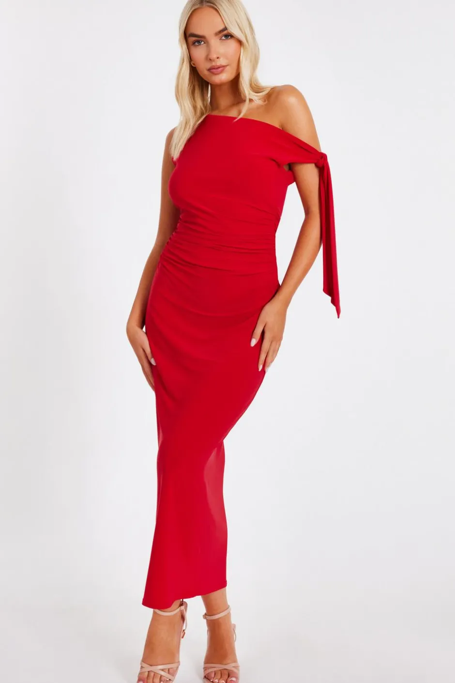 Quiz Red Asymmetric Midaxi Dress Discount