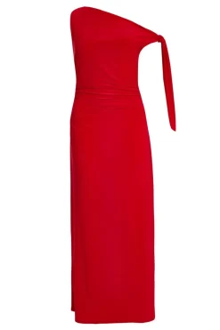 Quiz Red Asymmetric Midaxi Dress Discount