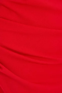 Quiz Red Bardot Ruched Wrap Midi Dress Discount