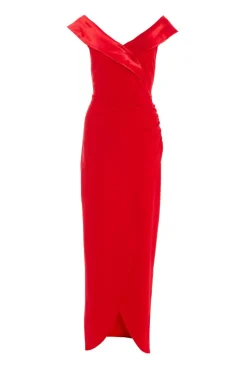 Quiz Red Bardot Wrap Maxi Dress Best