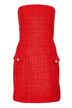 Quiz Red Boucle Bandeau Mini Dress Best