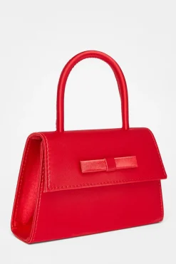 Quiz Bow Trim Top Handle Bag Red Discount