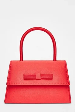 Quiz Bow Trim Top Handle Bag Red Discount