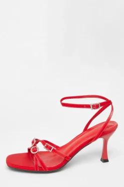 Quiz Buckle Strap Heels Red