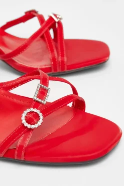 Quiz Buckle Strap Heels Red
