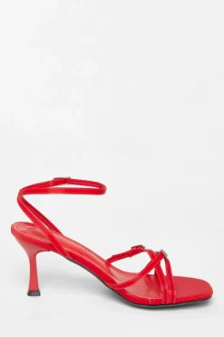 Quiz Buckle Strap Heels Red