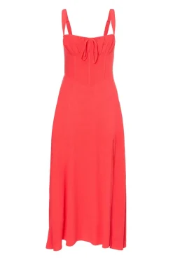 Quiz Red Corset Detail Midaxi Dress Clearance
