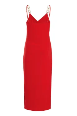 Quiz Diamante Strap Midi Dress Red Best