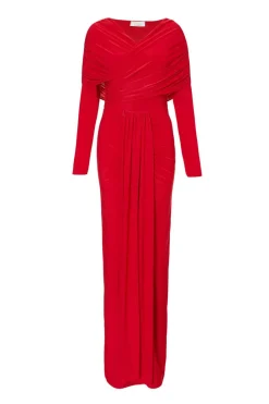 Quiz Draped Maxi Dress Red Clearance