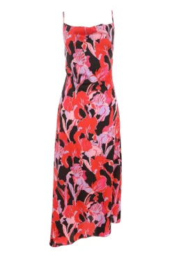 Quiz Red Floral Satin Midaxi Dress Outlet