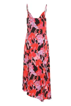 Quiz Red Floral Satin Midaxi Dress Outlet