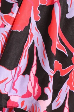 Quiz Red Floral Satin Wrap Playsuit Outlet