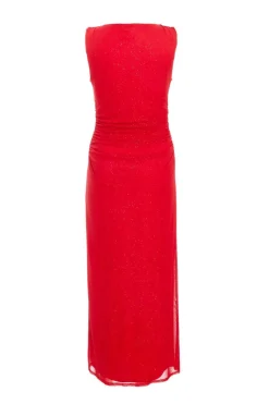 Quiz Glitter Mesh Midaxi Dress Red Online