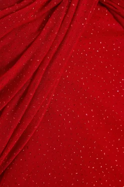 Quiz Red Glitter Mesh Midi Dress Online
