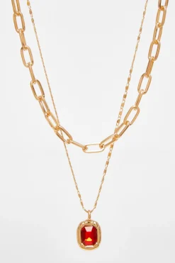 Quiz Jewel Laye Necklace Red Discount