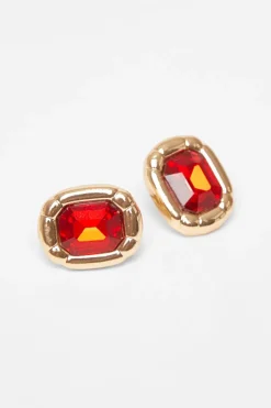 Quiz Jewel Stud Earrings Red Online