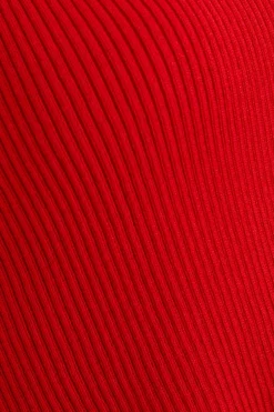 Quiz Knit Diamante Crop Top Red Online