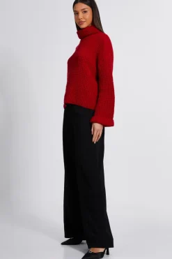 Quiz Knitted Roll Neck Jumper Red Sale