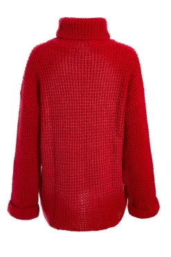 Quiz Knitted Roll Neck Jumper Red Sale