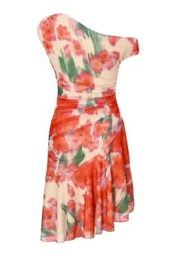Quiz Red Mesh Floral Mini Dress Online