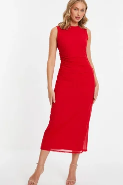 Quiz Red Mesh Midaxi Dress Sale