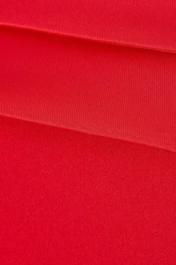 Quiz Pleated Bardot Maxi Dress Red Outlet