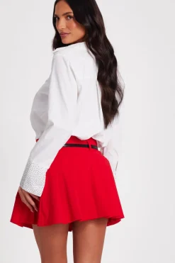 Quiz Pleated Mini Skirt Red Online