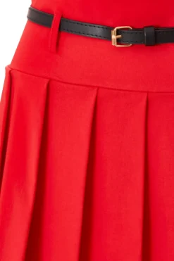 Quiz Pleated Mini Skirt Red Online