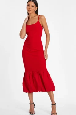 Quiz Puff Ball Midi Dress Red Online