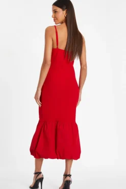 Quiz Puff Ball Midi Dress Red Online